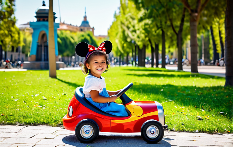 승용완구 디즈니 테마 모델 - **
"A bright and colorful scene of a young child (age 4) happily riding a Mickey Mouse themed pedal...