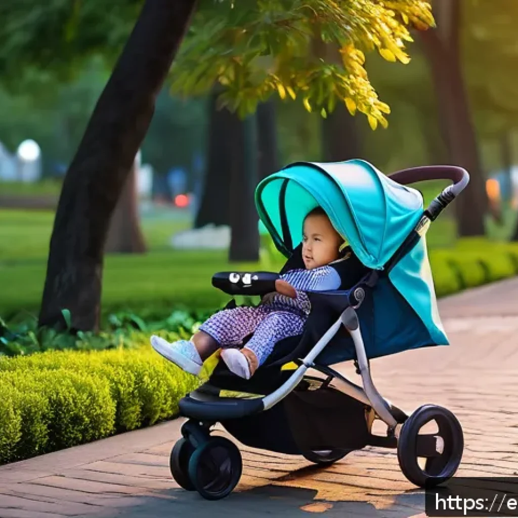 승용완구 LED 효과 - A vibrant outdoor scene featuring a toddler wearing a colorful diaper, joyfully pushing a sturdy LED...