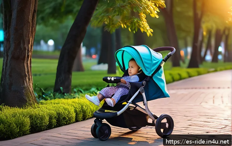 승용완구 LED 효과 - A vibrant outdoor scene featuring a toddler wearing a colorful diaper, joyfully pushing a sturdy LED...